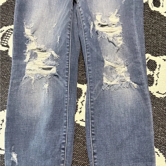 Judy Blue Ripped Boyfriend Jeans in Blue - Picture 2 of 5